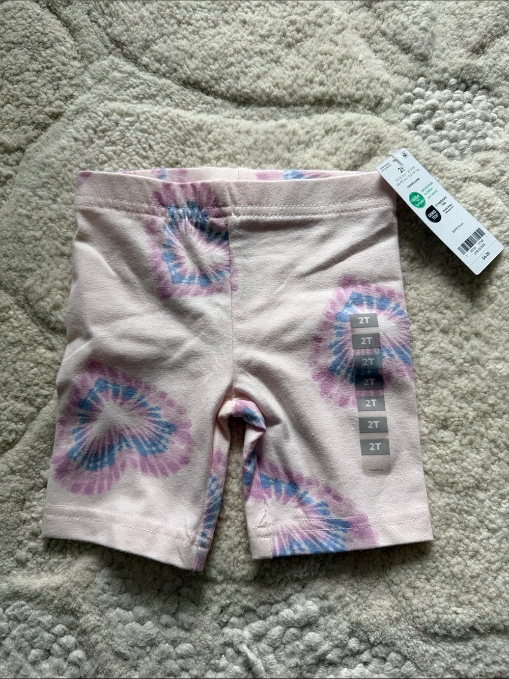 Carters With Tags Pink Tie-Dye Heart Toddler Bike Shorts 2T